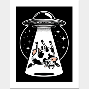 UFO – Crazy Cow Alien Abduction Flying Saucer Posters and Art